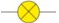 A shaded circle with X mark on it. Connection lines extend to the left and right of the circle.